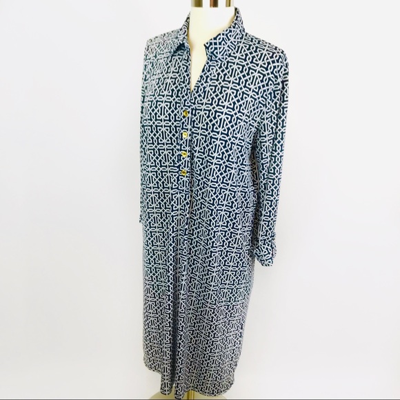 Jones New York Career Navy/White Shirt Dress, Med - Picture 3 of 8